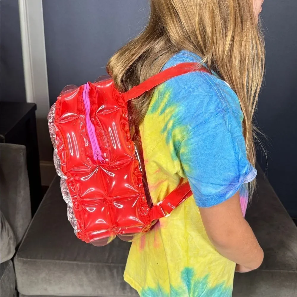 Red Inflatable Bubble BackPack Foam Ball New in Packaging One Size